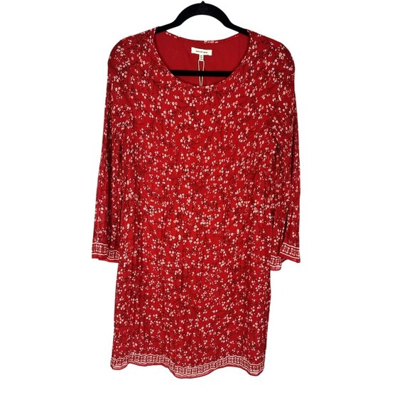 MAX STUDIO Women's Red Floral Accordion Shift Dress NWT Medium - Picture 1 of 5